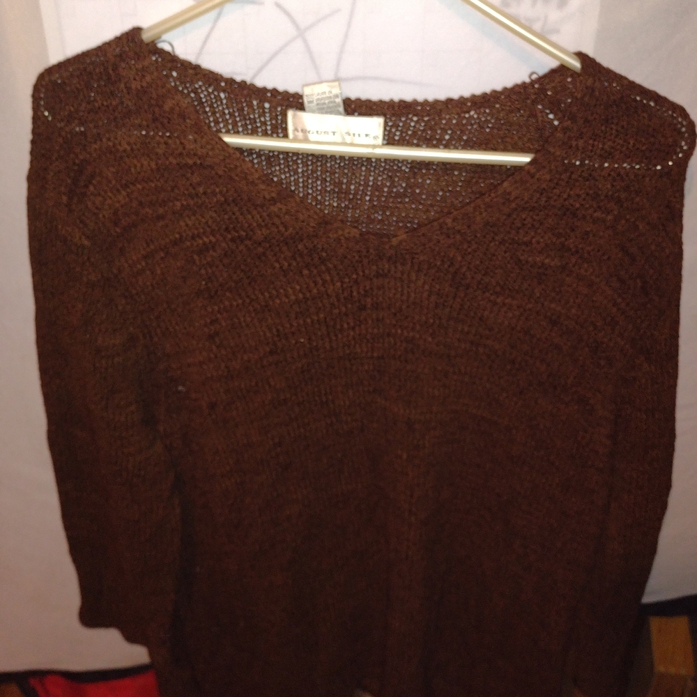 August Silk V-Neck Brown Sweater